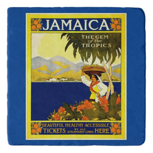 Jamaica The Gem of the Tropics Vintage Style    Trivet