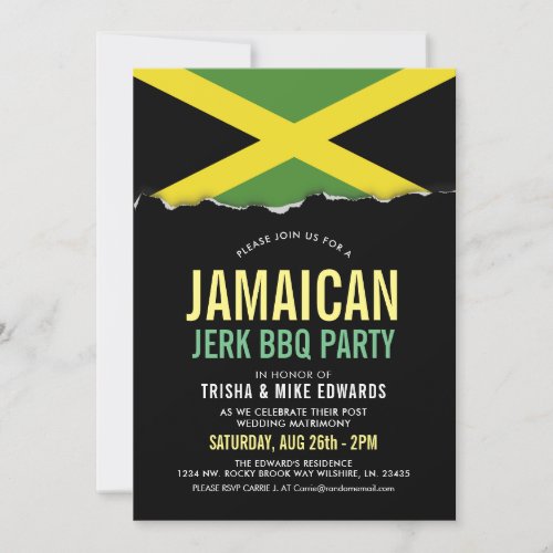 Jamaica Themed Cuisine  Party Flag Invite