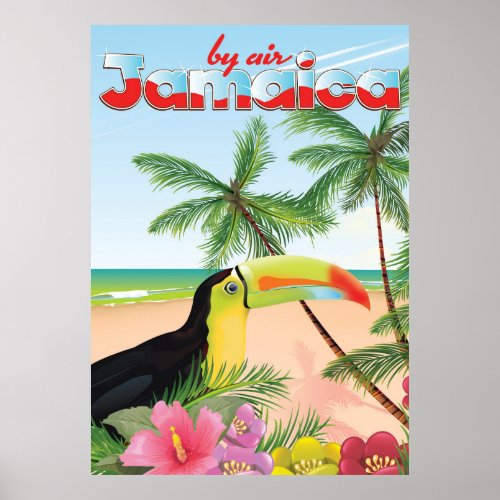 Jamaica toucan beach poster