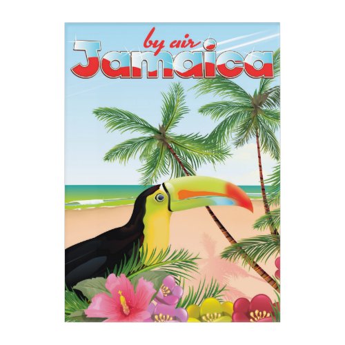 Jamaica toucan beach poster acrylic print