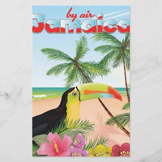 Jamaica toucan beach poster stationery (Front)