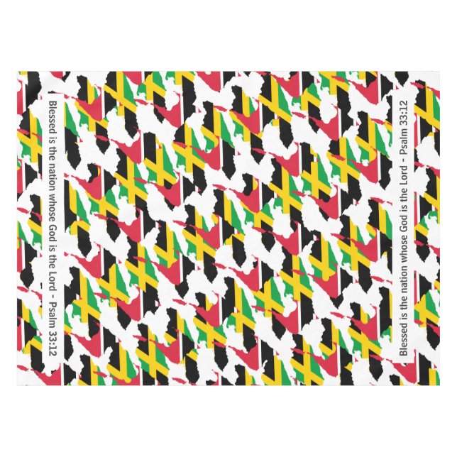 JAMAICA TRINIDAD Blessed Nation Dual Heritage Tablecloth (Front (Horizontal))