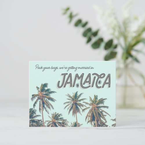 Jamaica Tropical Beach Wedding Save the Date Announcement Postcard