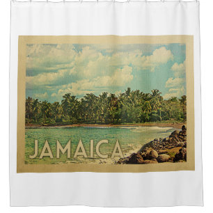Jamaica Tropical Vintage Travel Shower Curtain