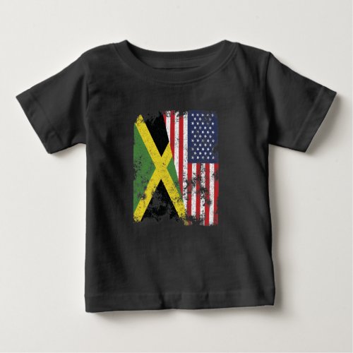 Jamaica USA Flag _ Half American Baby T_Shirt
