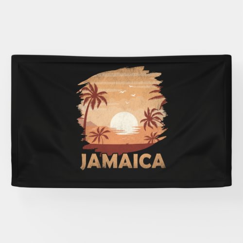 Jamaica Vintage Sunset Scene Graphic Banner