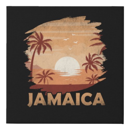 Jamaica Vintage Sunset Scene Graphic Faux Canvas Print