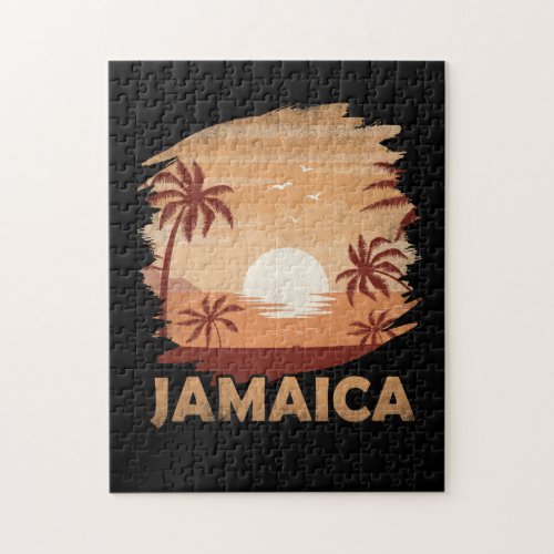 Jamaica Vintage Sunset Scene Graphic Jigsaw Puzzle