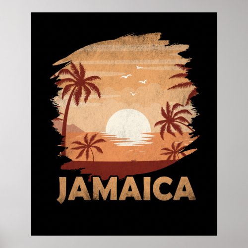 Jamaica Vintage Sunset Scene Graphic Poster