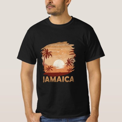 Jamaica Vintage Sunset Scene Graphic  T_Shirt