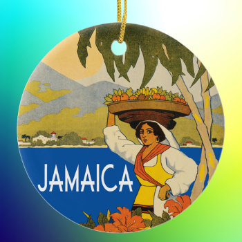 Jamaica Vintage Travel Style Illustration Ceramic Ornament by whereabouts at Zazzle