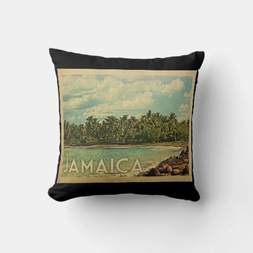 Jamaica Vintage Travel Throw Pillow