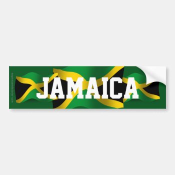 Jamaica Waving Flag Bumper Sticker by representshop at Zazzle
