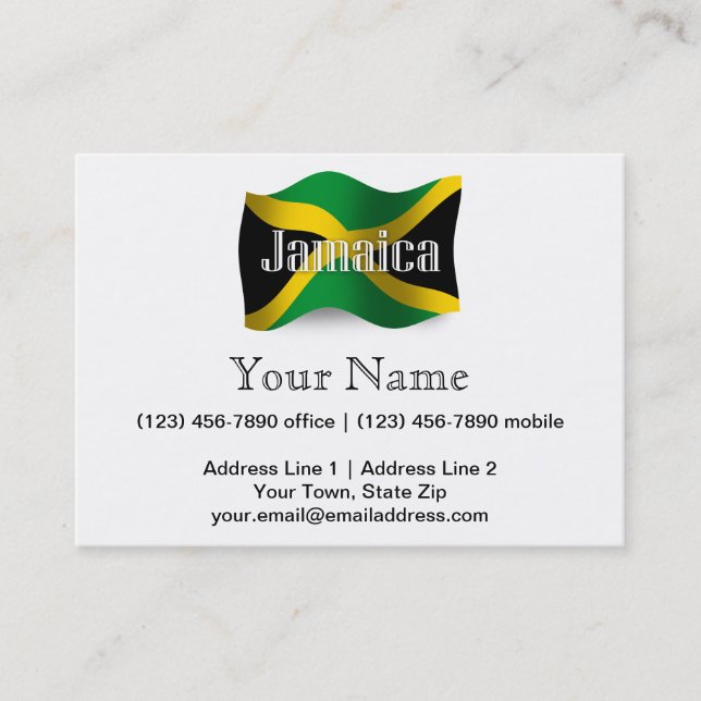 Jamaica Waving Flag Business Card (Front)