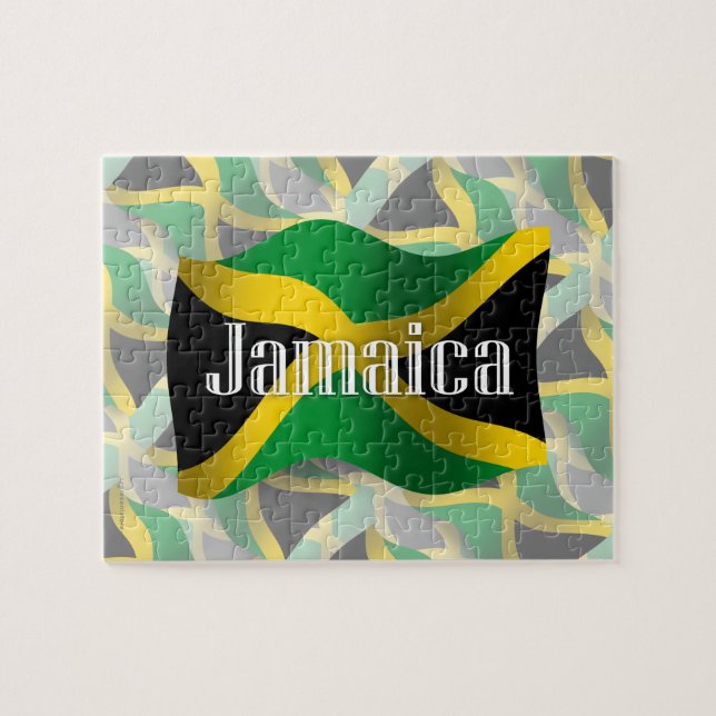 Jamaica Waving Flag Jigsaw Puzzle (Horizontal)