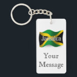 Jamaica Waving Flag Keychain<br><div class="desc">Represent Jamaica! This item features a wavy Jamaican flag in 3D. Do you know a Jamaican or Jamaican-American who misses their home country and culture and would like to be patriotic about their nation? Travellers to the Caribbean, Jamaican-Americans, or Jamaicans themselves will love to show their heritage and national pride....</div>