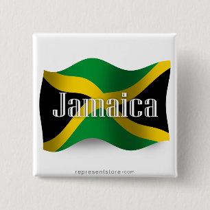 Jamaica Waving Flag Pinback Button