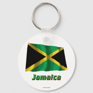 Jamaica Waving Flag with Name Keychain