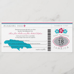 Jamaica Wedding Boarding Pass Invitation