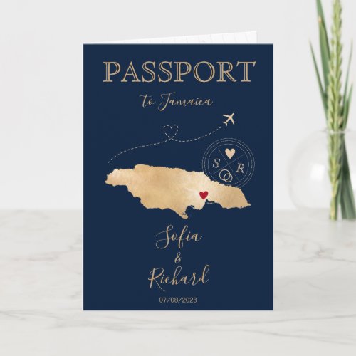 Jamaica Wedding Destination Passport  Invitation