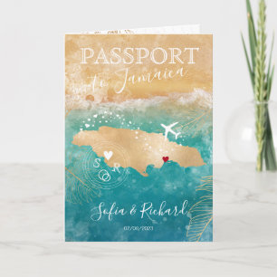 Jamaica Wedding Destination Passport Map Invitati Invitation