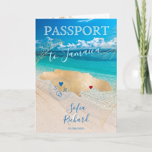 Jamaica Wedding Destination Passport  Map