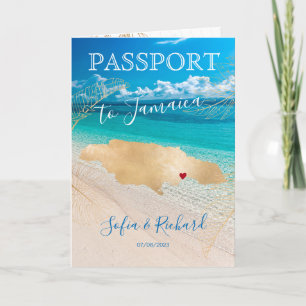 Jamaica Wedding Destination Passport  Map QR code Invitation