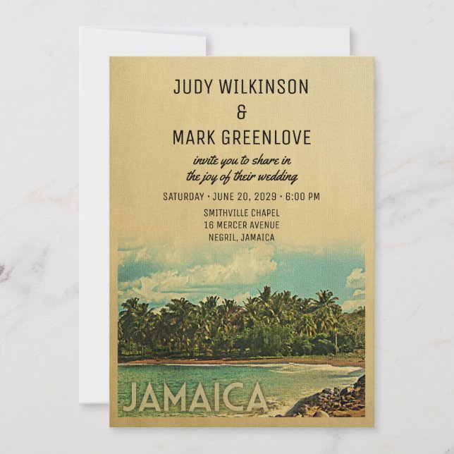 Jamaica Wedding Invitation Vintage Mid-Century (Front)