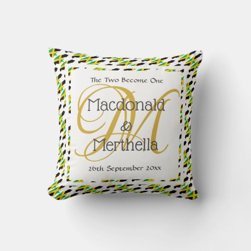 JAMAICA WEDDING KEEPSAKE Two Become One Custom Throw Pillow