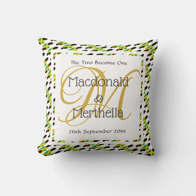 JAMAICA WEDDING KEEPSAKE Two Become One Custom Throw Pillow (Front)