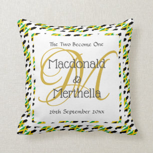 JAMAICA WEDDING KEEPSAKE Two Become One Custom Throw Pillow