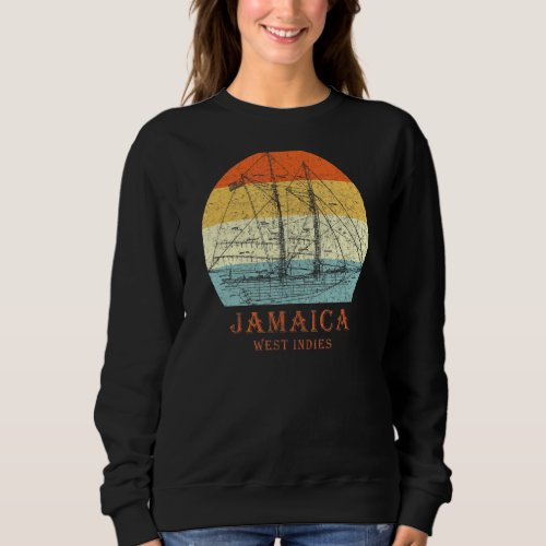 Jamaica West Indies Vintage Blueprint Sailboat Vac Sweatshirt