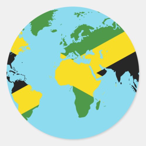 Jamaica World _ Jamaican Flag Map of World Classic Round Sticker