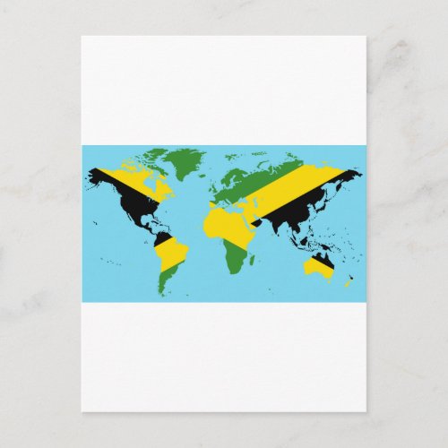 Jamaica World _ Jamaican Flag Map of World Postcard