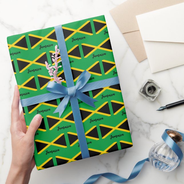 Jamaica Wrapping Paper, Jamaican Flag patriotic Wrapping Paper (Gifting)