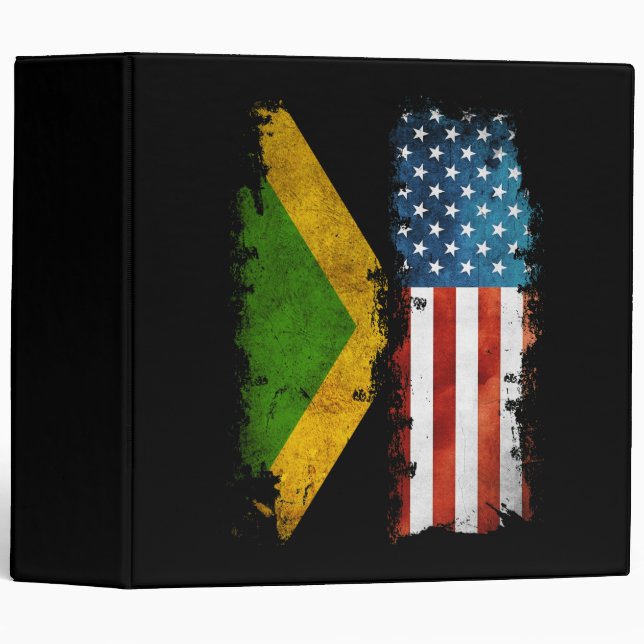 Jamaican American Flag Jamaica Usa 3 Ring Binder (Front/Spine)