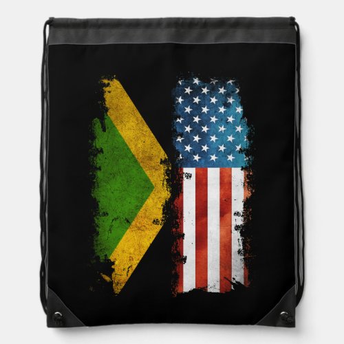 Jamaican American Flag Jamaica Usa Drawstring Bag