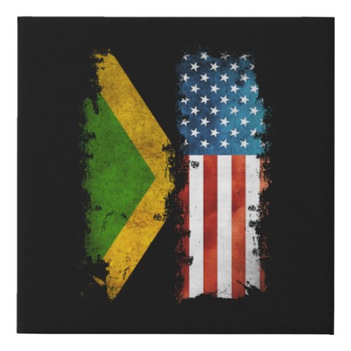 Jamaican American Flag Jamaica Usa Faux Canvas Print