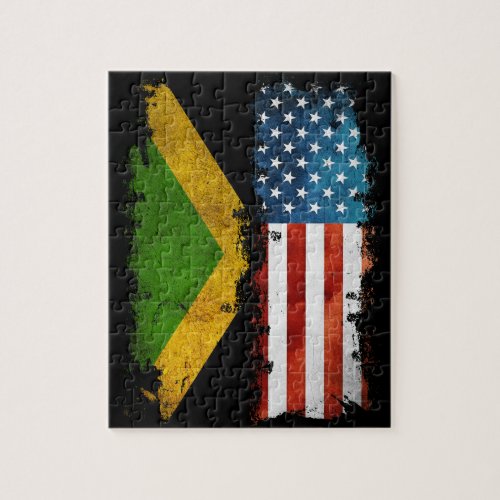 Jamaican American Flag Jamaica Usa Jigsaw Puzzle