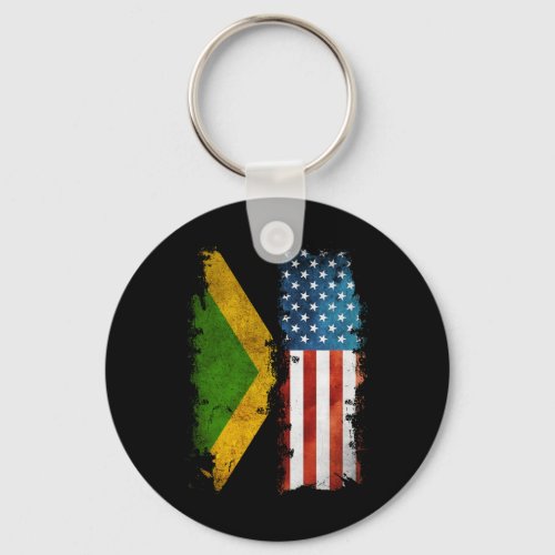 Jamaican American Flag Jamaica Usa Keychain