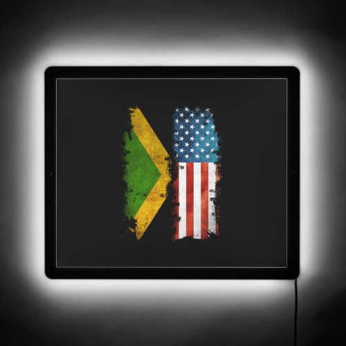 Jamaican American Flag Jamaica Usa   LED Sign