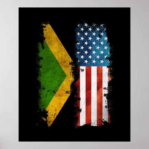 Jamaican American Flag Jamaica Usa Poster