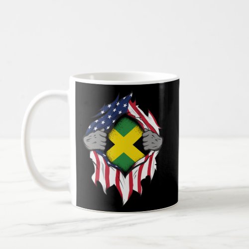 Jamaican American Flags Hands Ripping Flag  Coffee Mug