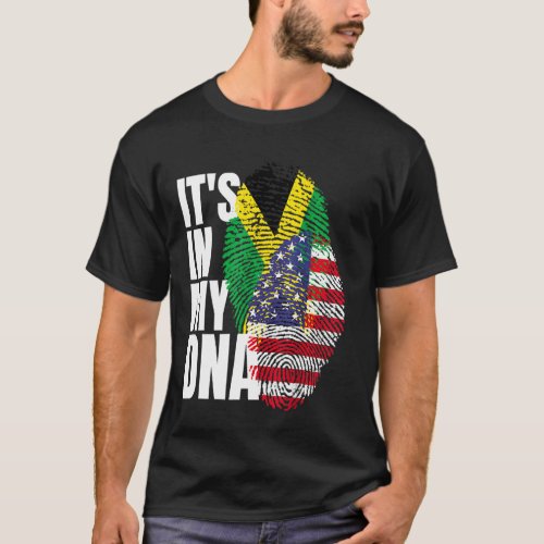 Jamaican And American Mix Dna Heritage Flags Men W T_Shirt