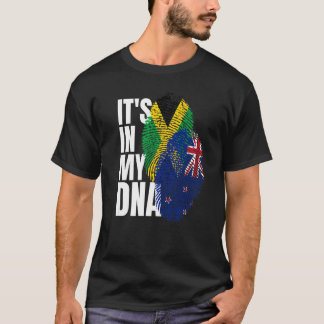 Jamaican And New Zealanders Mix DNA Heritage Flag T-Shirt