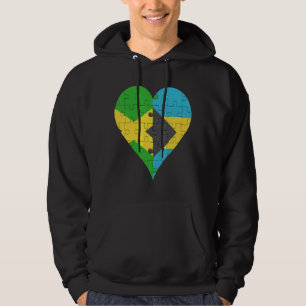 Jamaican Bahamian Flag Heart Hoodie