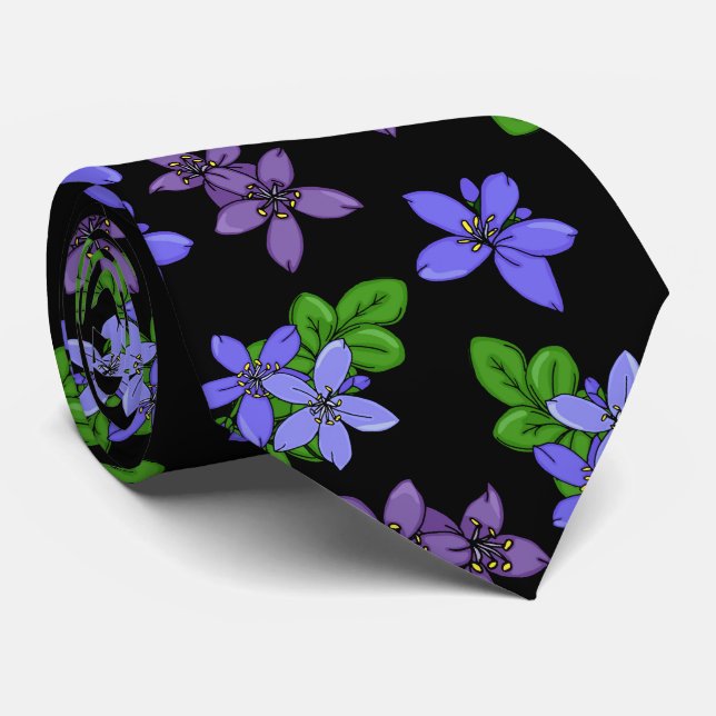 Jamaican Beach Wedding Tropical Flowers Patterned Neck Tie (Rolled)