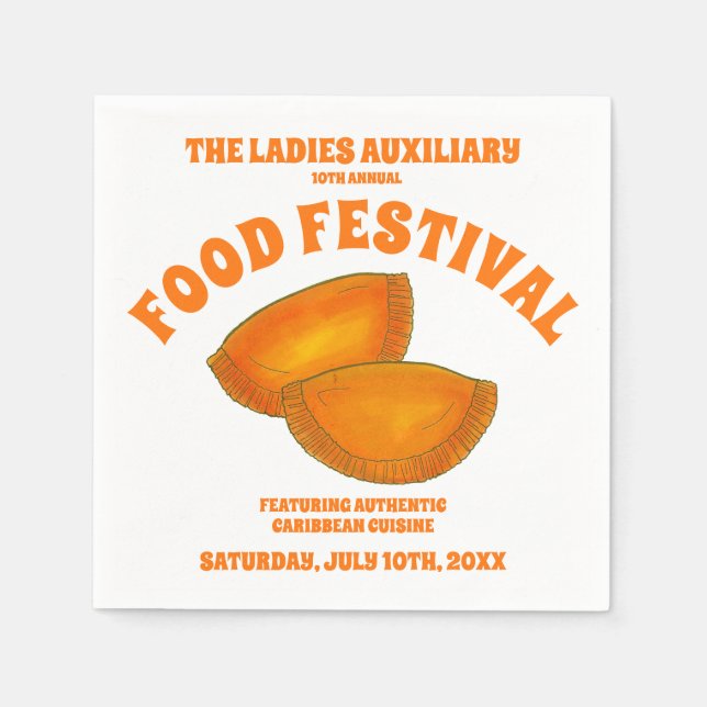 Jamaican Beef Patty Food Fest Caribbean Cuisine Napkins (Front)