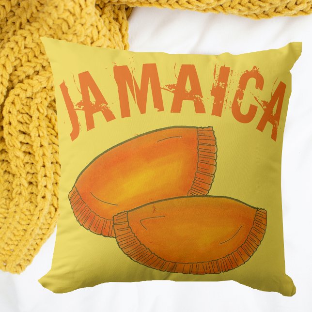 Jamaican Beef Patty Patties Food Cooking JAMAICA Throw Pillow (Jamaica Pillow)