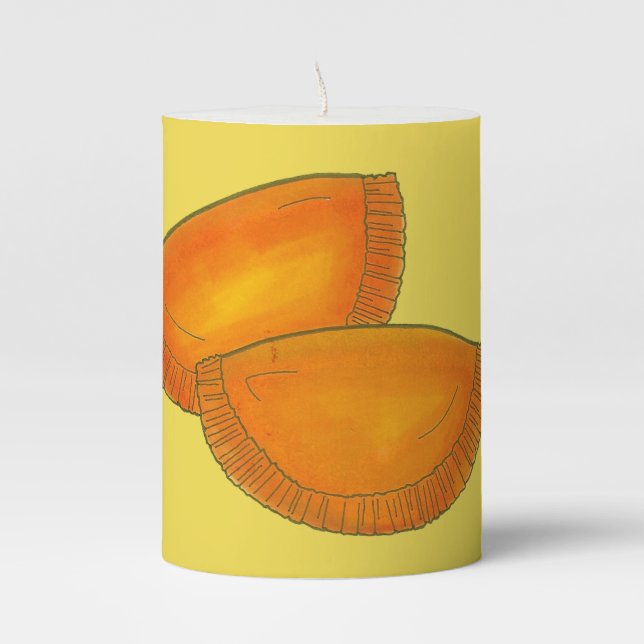 Jamaican Beef Patty Patties Food Cooking Yellow Pillar Candle (Front)